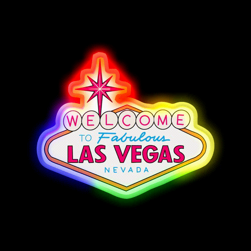 Las Vegas Welcome Led Neon Sign Open Sign Rgb Color - LED neon sign close-up detail