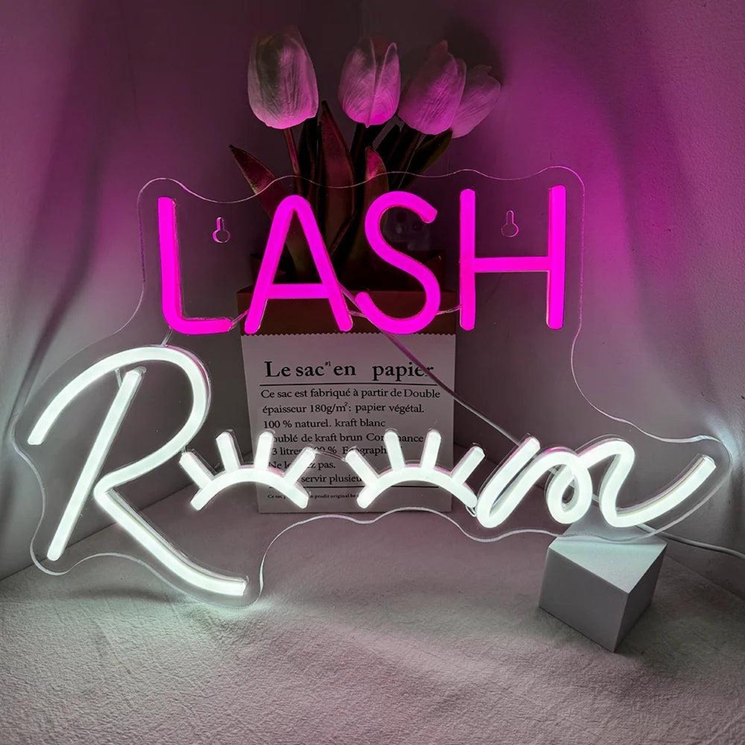 Lash Room Russian Script Pink - White Led Neon Sign Salon Decor - Shineneon