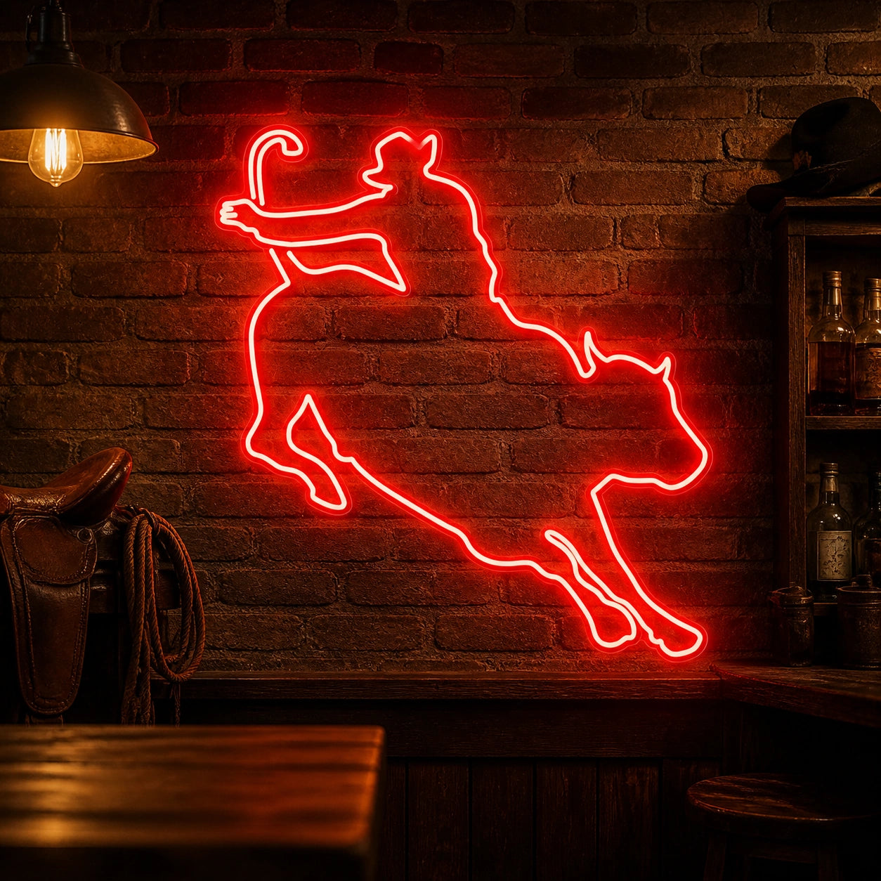 Lasso Bull Rider Vintage LED Neon Sign high-converting product image