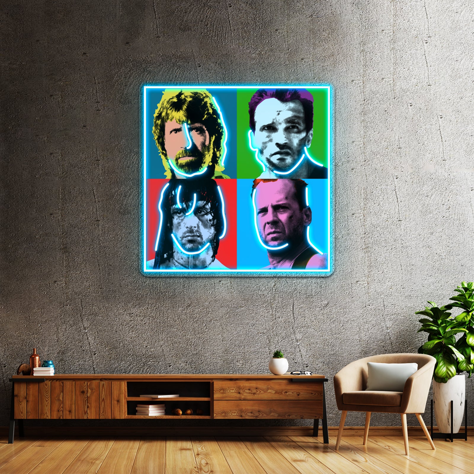 Last Action Heroes 80s Movies Artwork Neon Light Signs Custom - Size and dimension reference