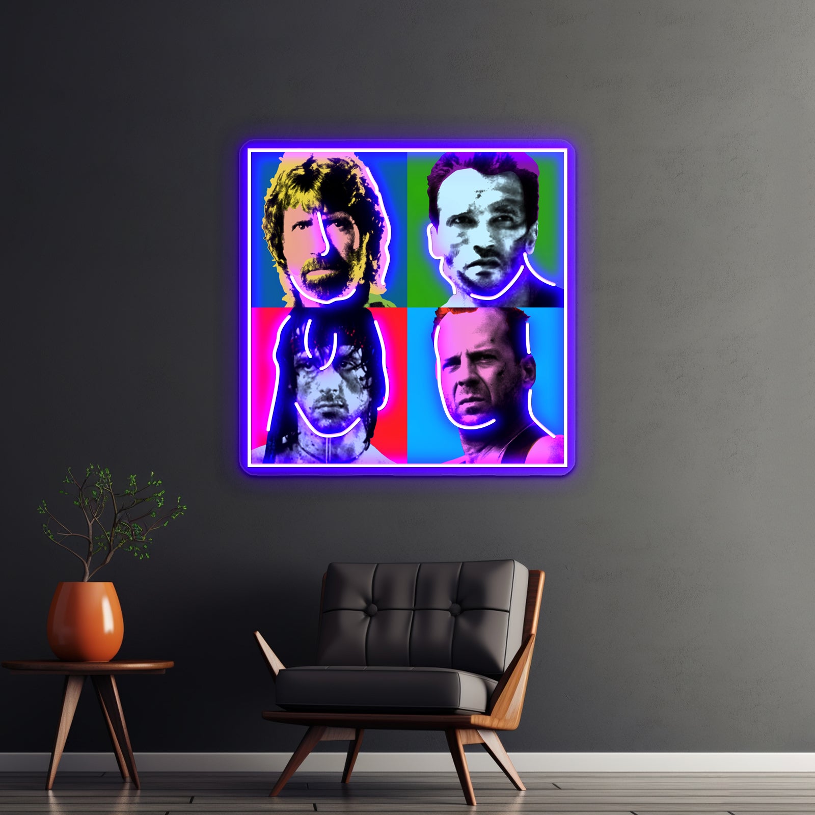 Last Action Heroes 80s Movies Artwork Neon Light Signs Custom - Neon sign mounted on wall in room