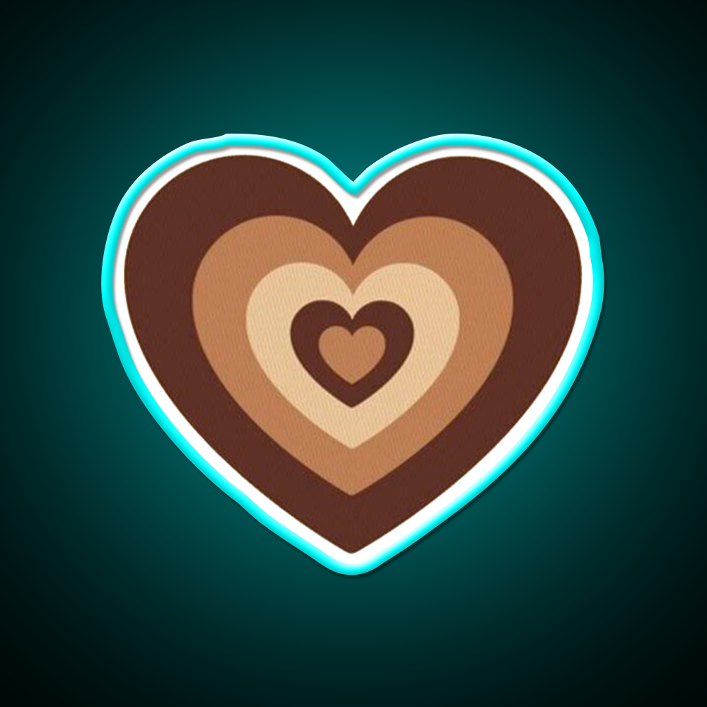 Latte Love Brown Heart Cafe Led Neon Sign Espresso Bar Art Rgb Color