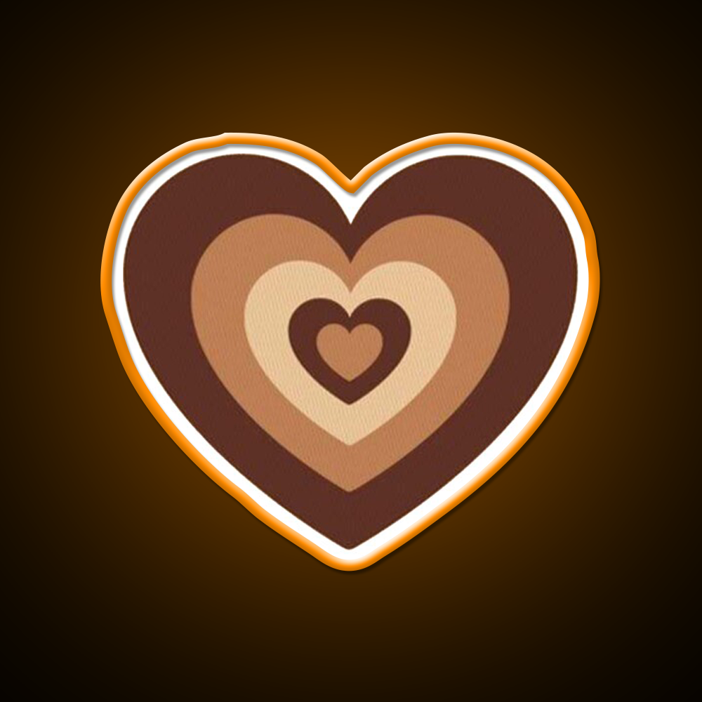 Latte Love Brown Heart Cafe Led Neon Sign Espresso Bar Art Rgb Color