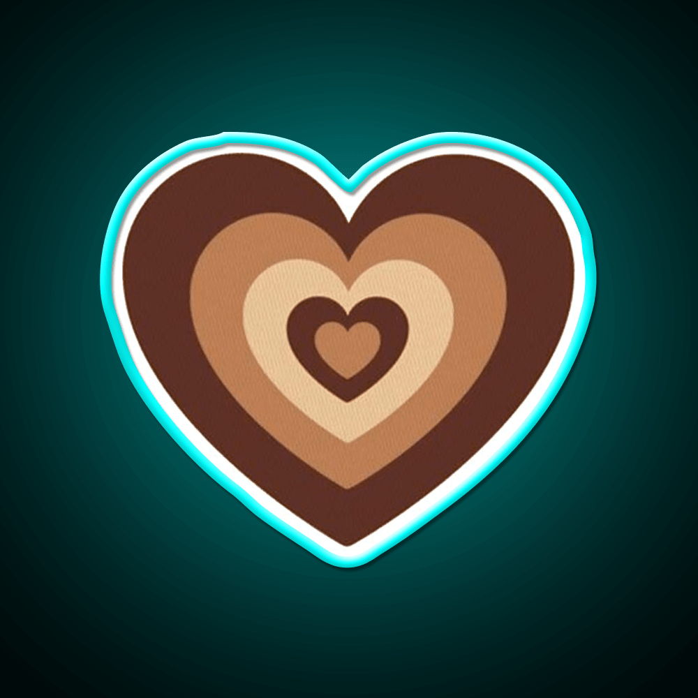 Latte Love Brown Heart Cafe Led Neon Sign Espresso Bar Art Rgb Color - Shineneon