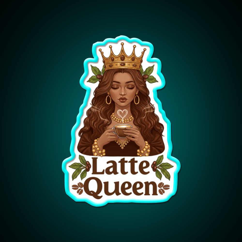 Latte Queen Cafe Led Neon Sign Espresso Bar Art Rgb Color