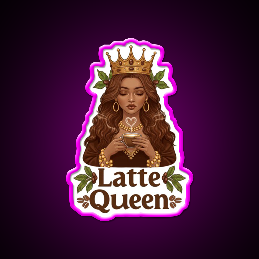 Latte Queen Cafe Led Neon Sign Espresso Bar Art Rgb Color