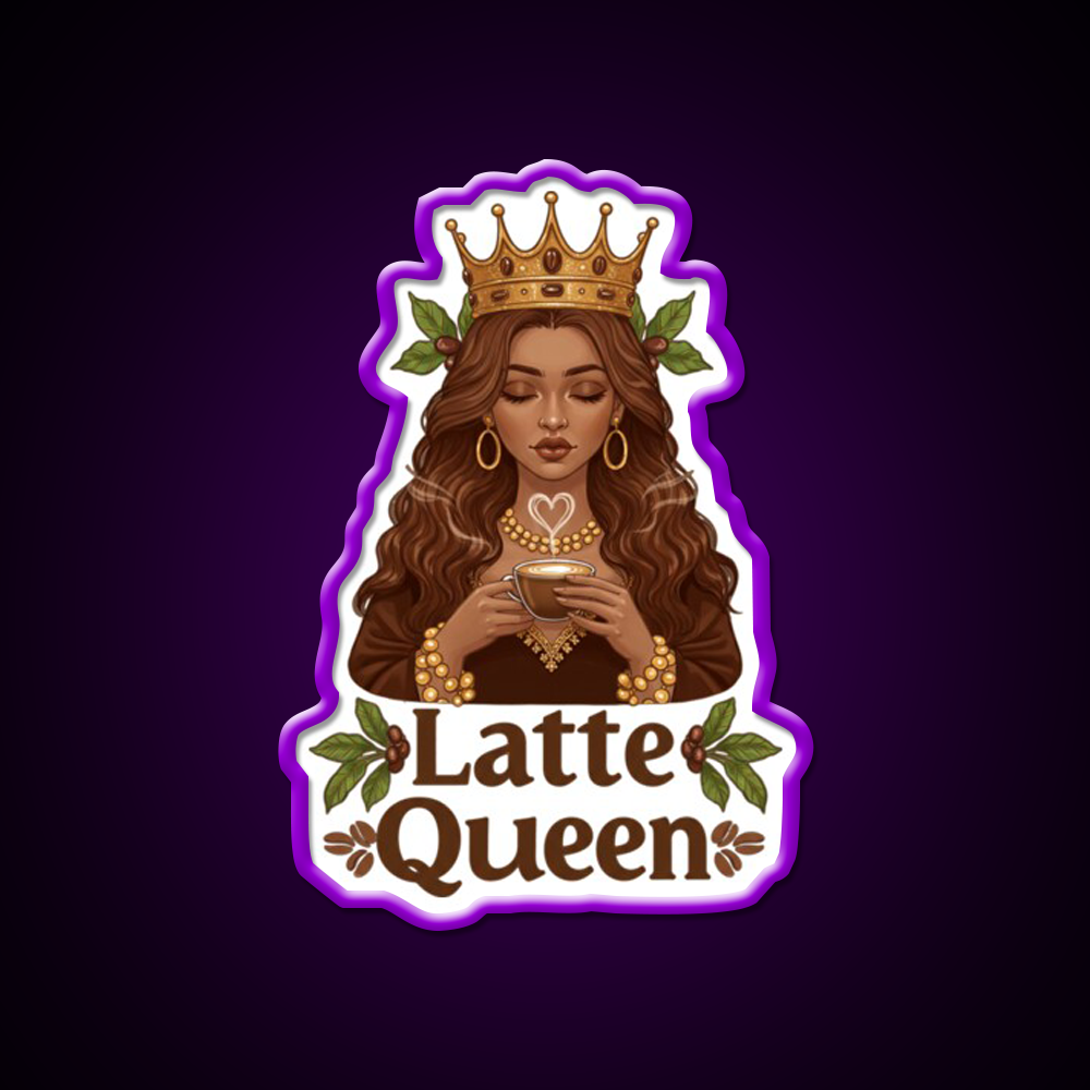 Latte Queen Cafe Led Neon Sign Espresso Bar Art Rgb Color