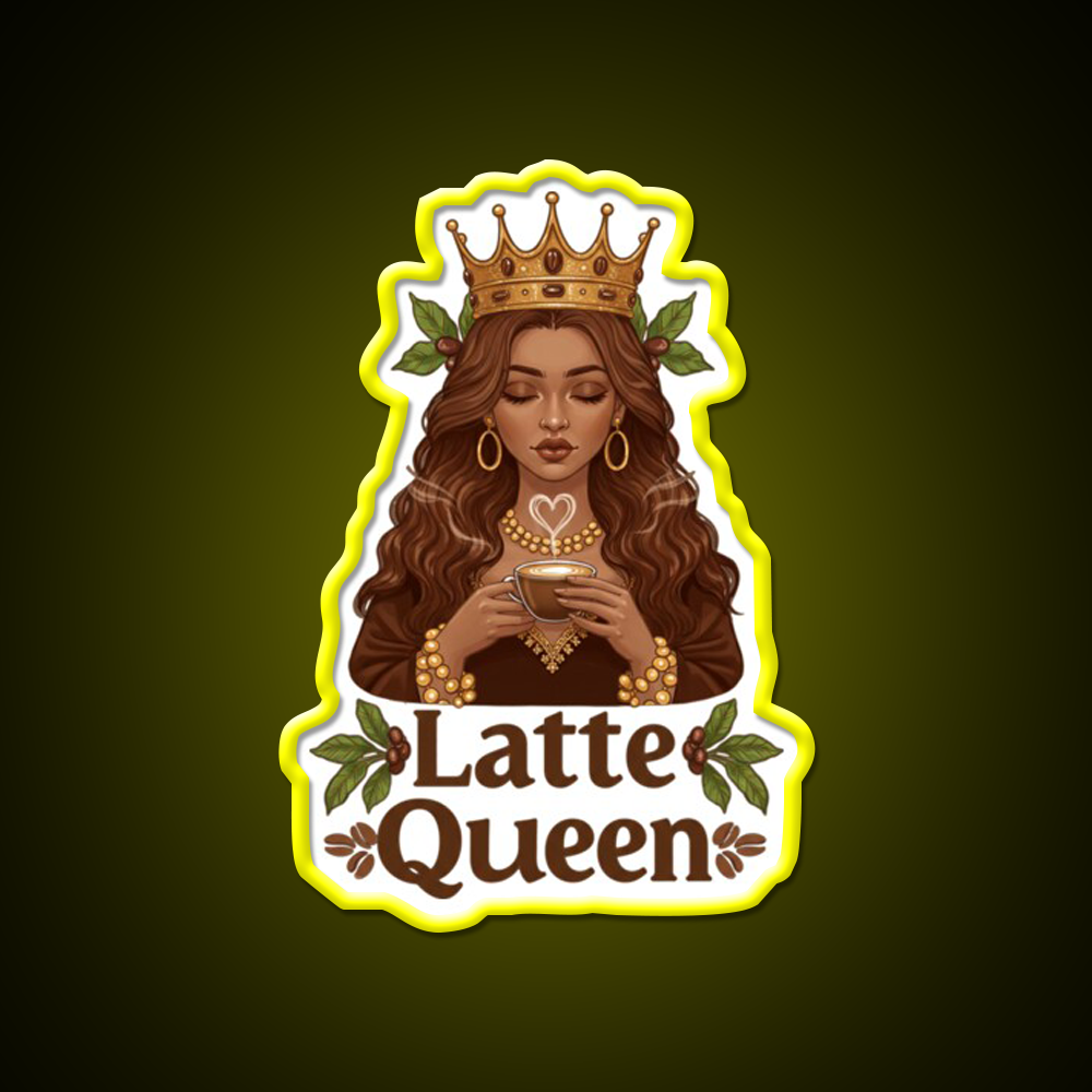 Latte Queen Cafe Led Neon Sign Espresso Bar Art Rgb Color