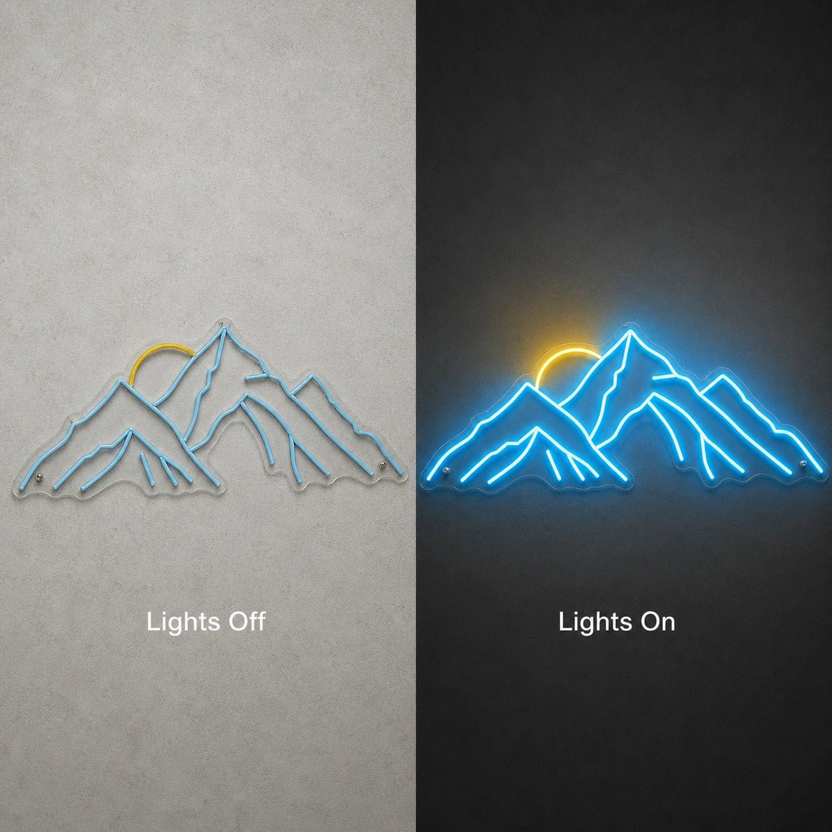 Layered Mountain Range With Rising Sun LED Neon Sign - Shineneon