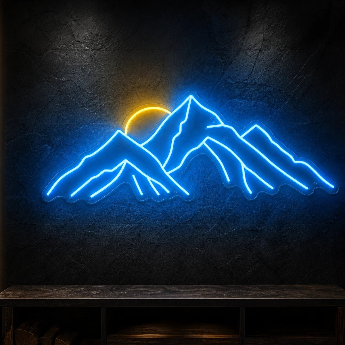Layered Mountain Range With Rising Sun LED Neon Sign Man Cave Neon Sign - Shineneon