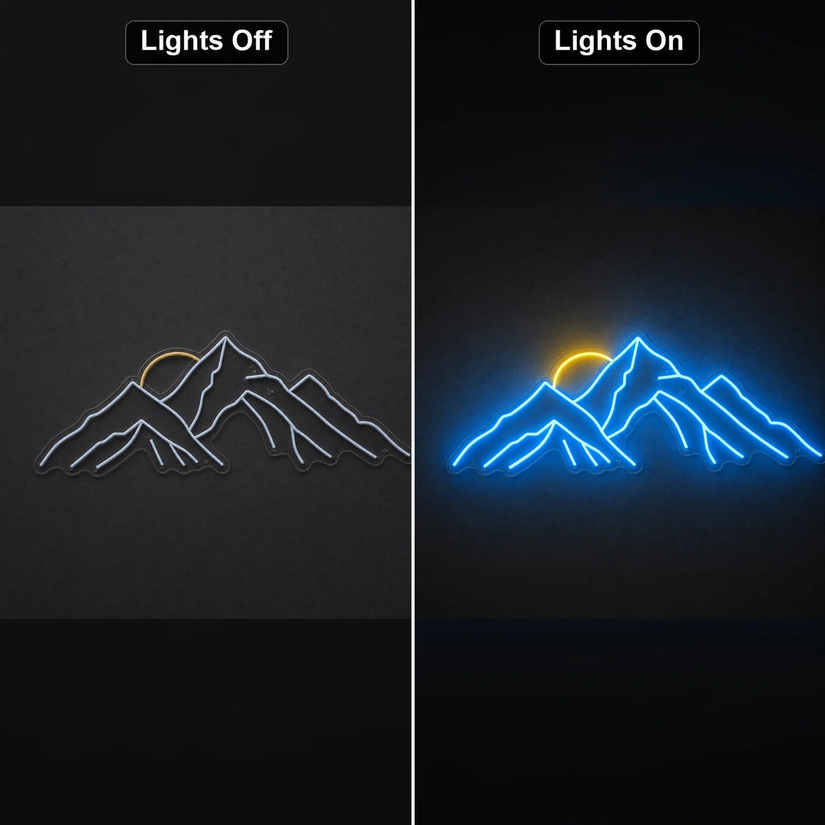Layered Mountain Range With Rising Sun LED Neon Sign Man Cave Neon Sign - Shineneon