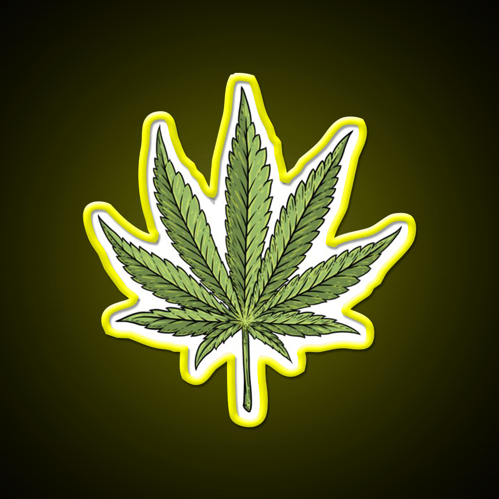 Leaf Hemp Inspired Green Leaf Led Neon Sign Rgb Color - Custom LED neon sign front view