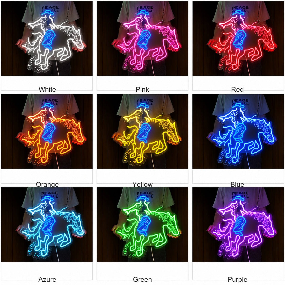Leaning Cowboy Bucking Horse LED Neon Sign - Shineneon