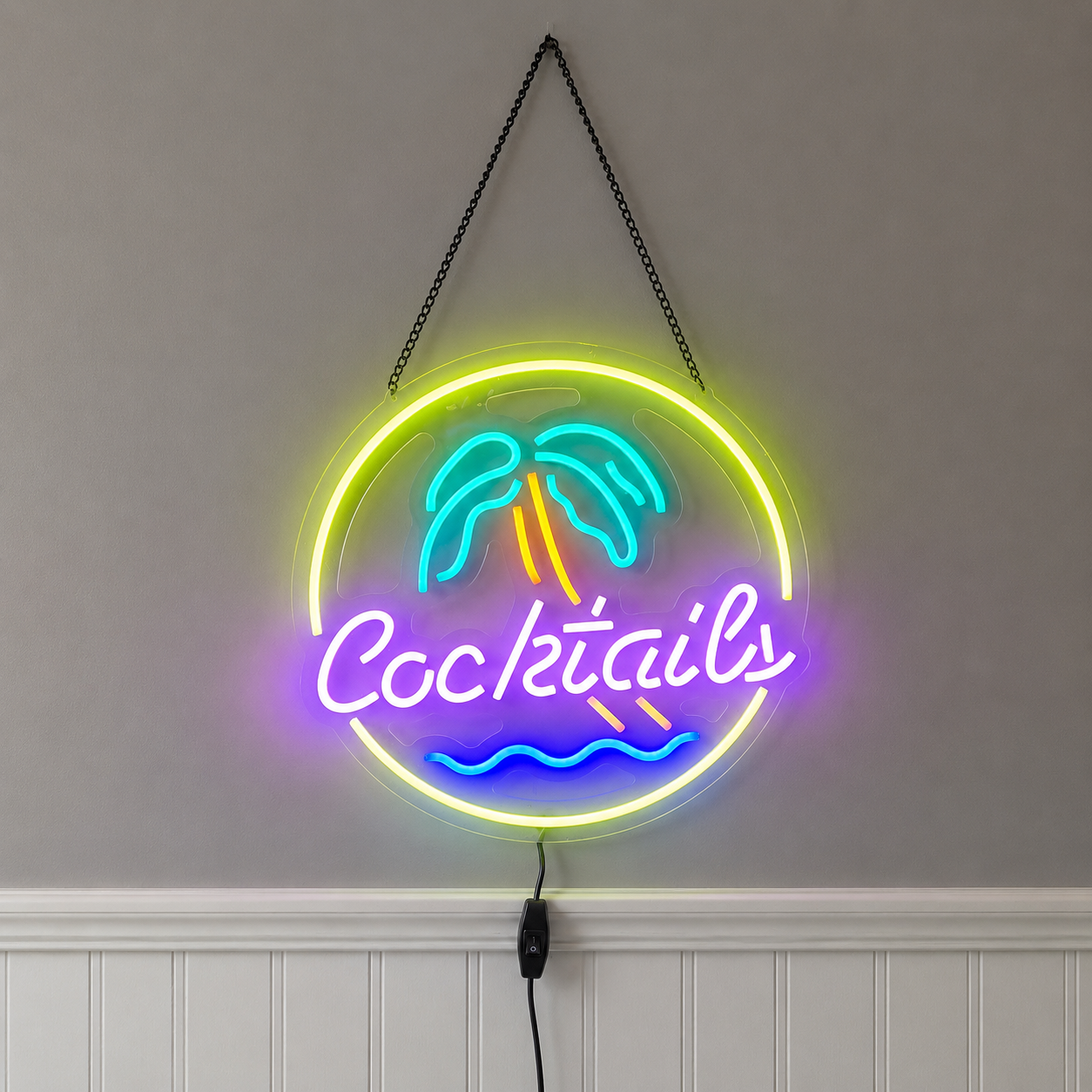 LED Neon Cocktails Palm Tree Sign Vibrant Multi Color Wall Light LED Neon Sign main product image