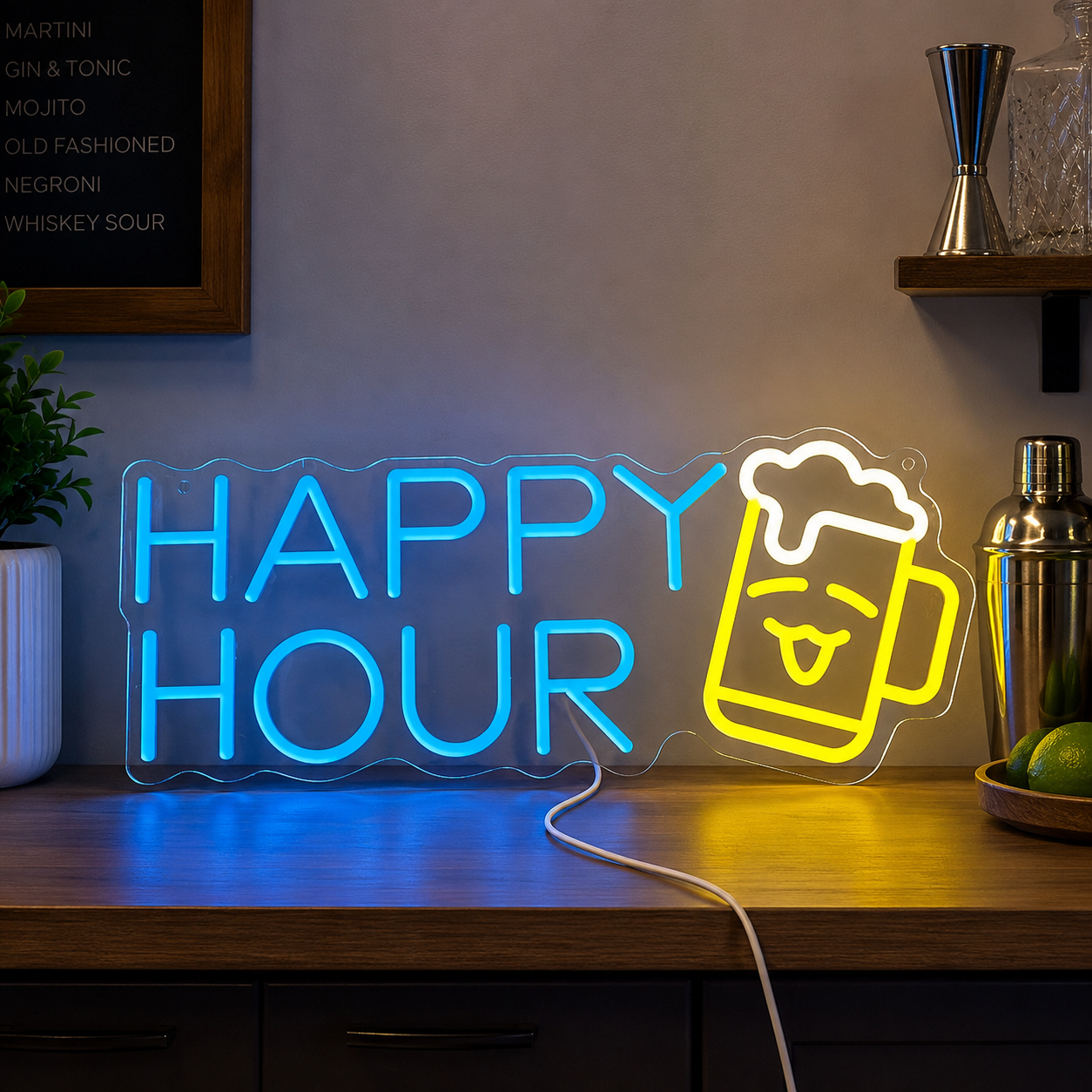 LED Neon Happy Hour Bi Re Sign LED Neon Sign main product image