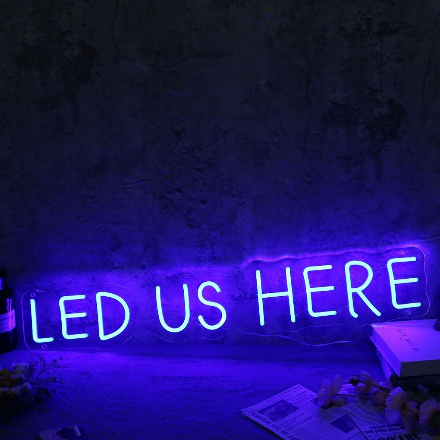 Led Us Here Blue Neon Sign | Shineneon