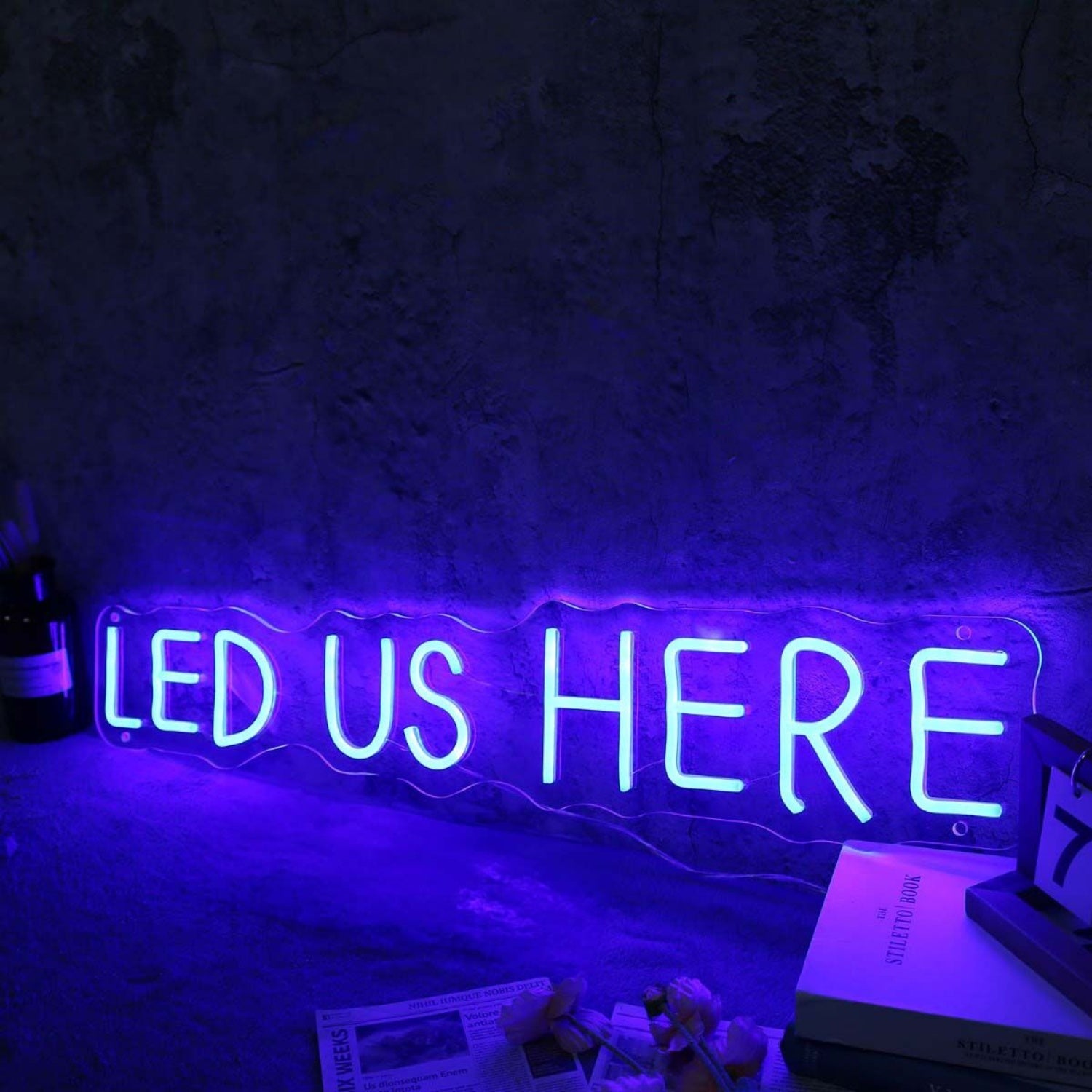 Led Us Here Blue Neon Sign | Shineneon