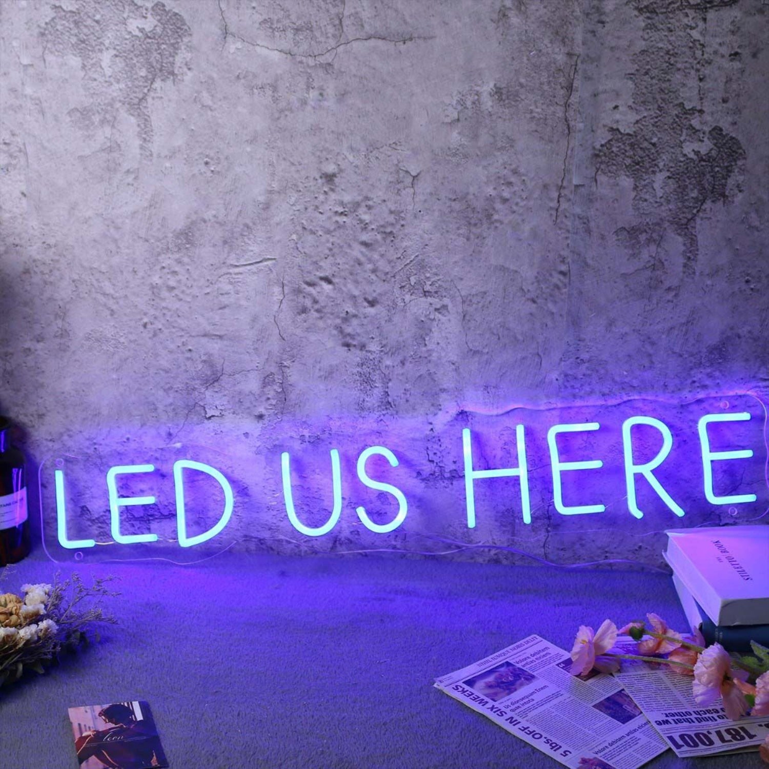 Led Us Here Blue Neon Sign | Shineneon