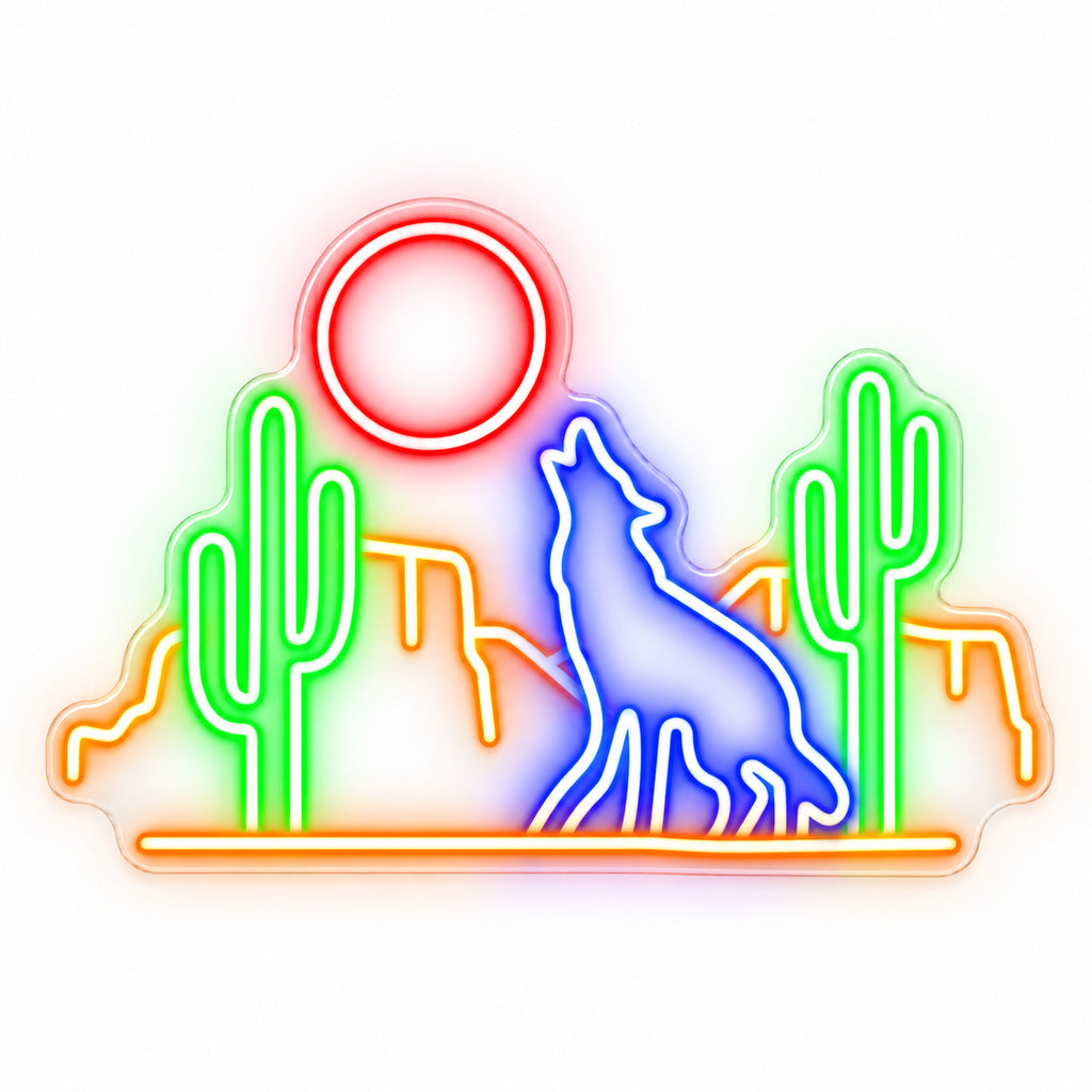 Coyote Moon Cactus LED Neon Sign — original product image 06