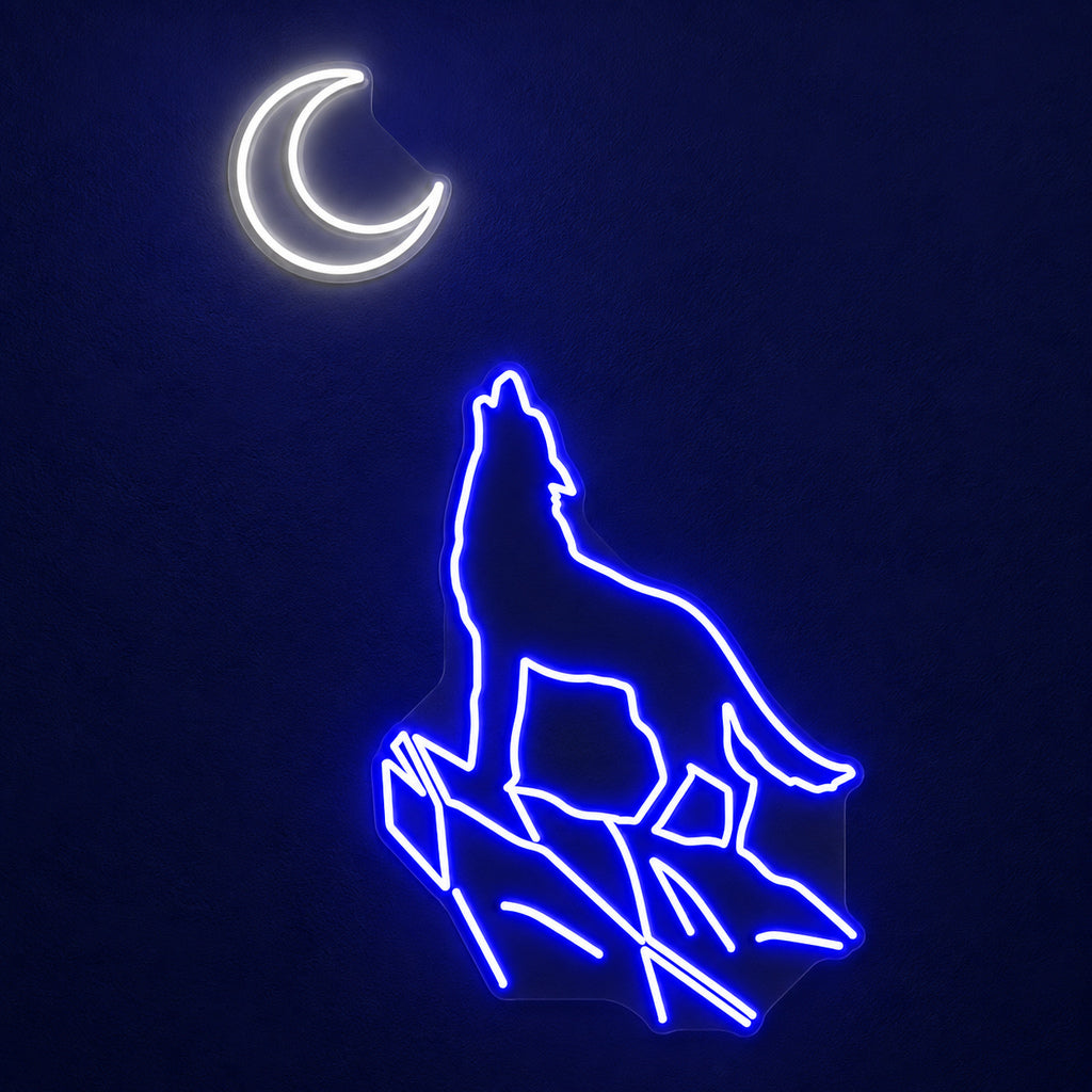 Howling Wolf Moon LED Neon Sign — original product image 01