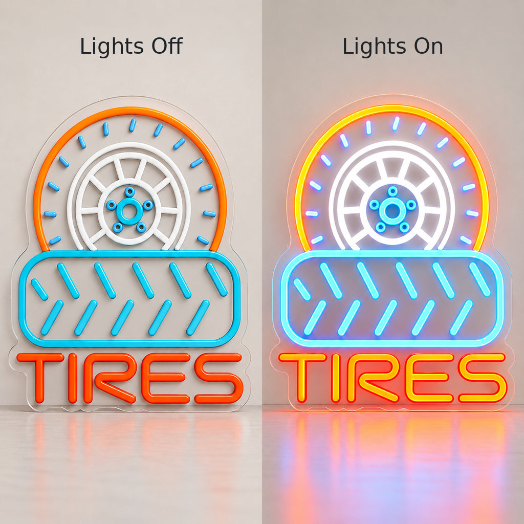 Tires Wheel Tread LED Neon Sign — original product image 05