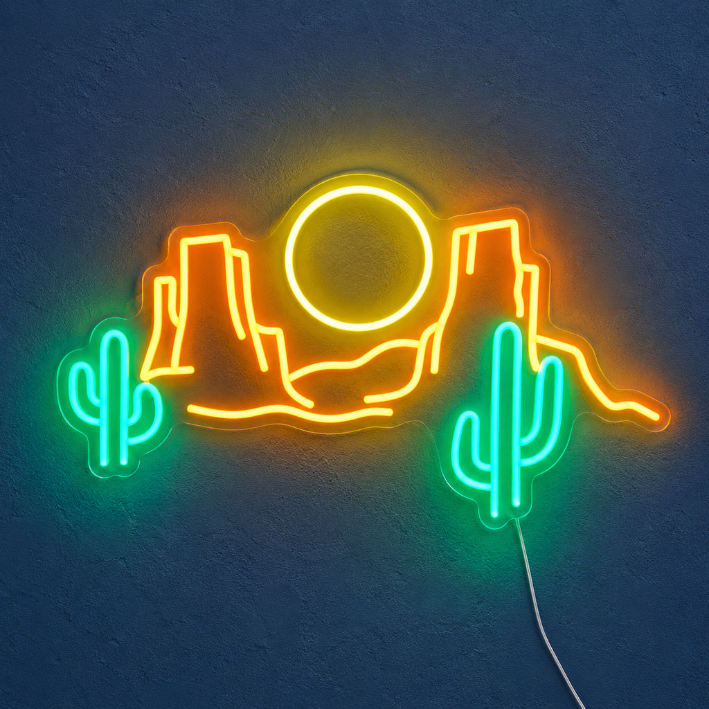 Two Cactus Desert Sun LED Neon Sign — original product image 01