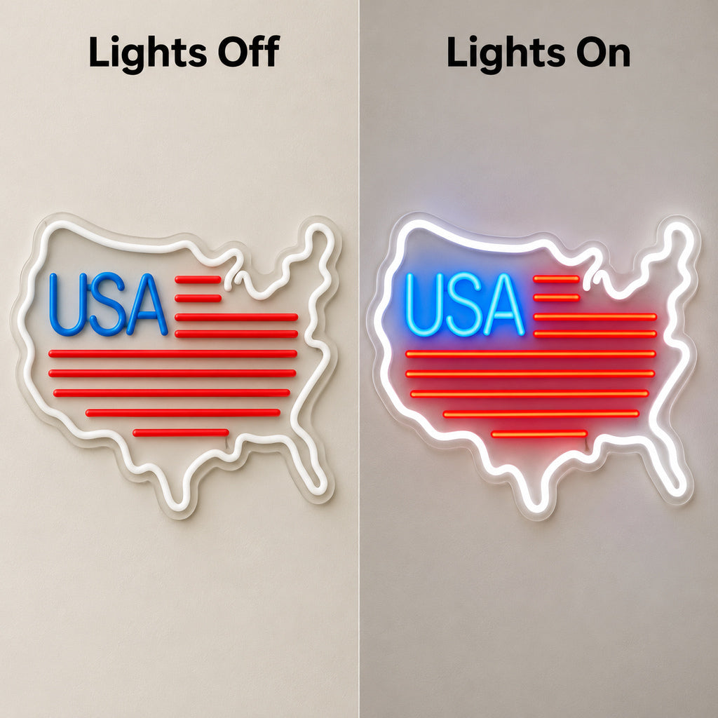 Usa Map Flag Stripes LED Neon Sign — original product image 05