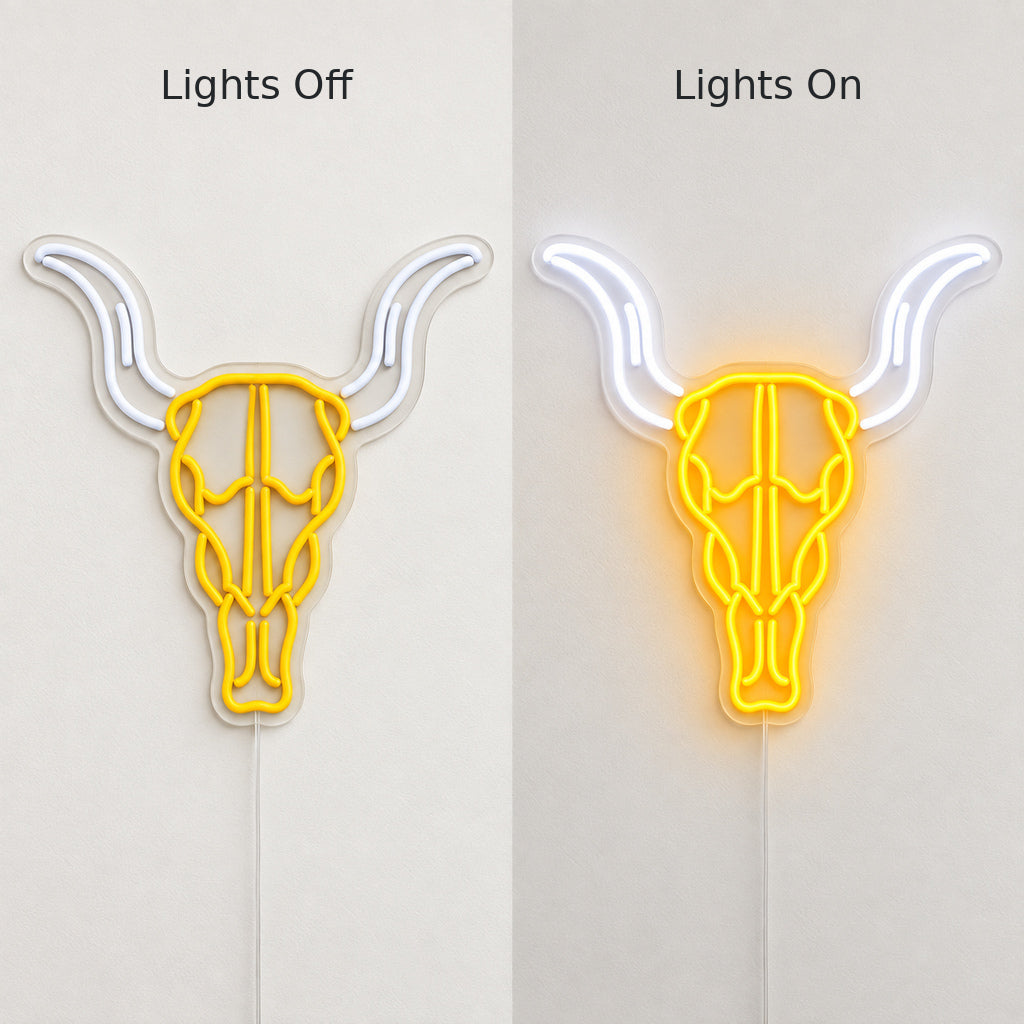 Western Bull Skull LED Neon Sign — original product image 05