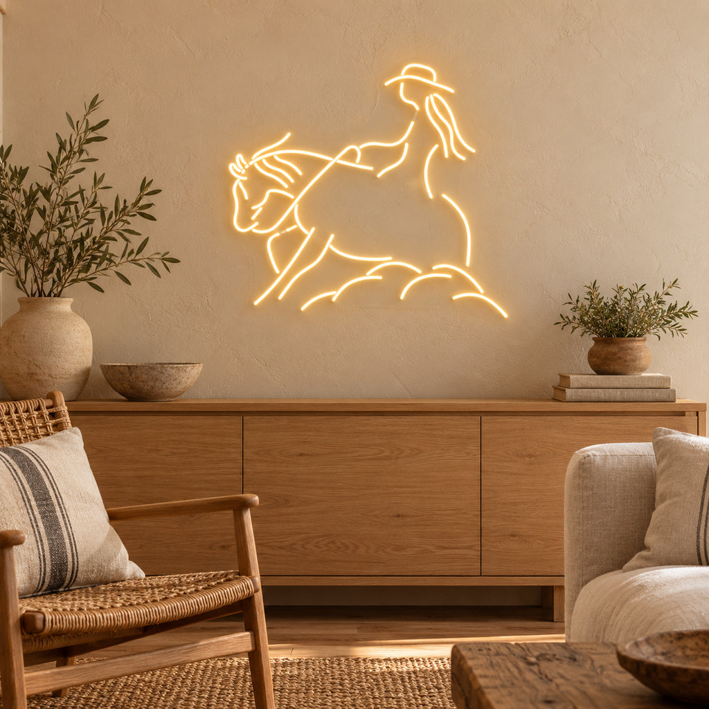 Western Horse Silhouette Wall Decor LED Neon Sign — original product image 02