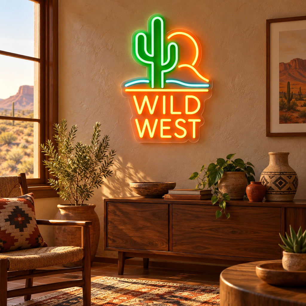Wild West Cactus Sunset Garage LED Neon Sign — original product image 02