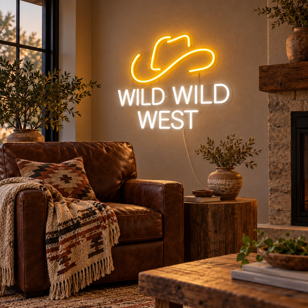 Wild Wild West Cowboy Hat Garage LED Neon Sign — original product image 02