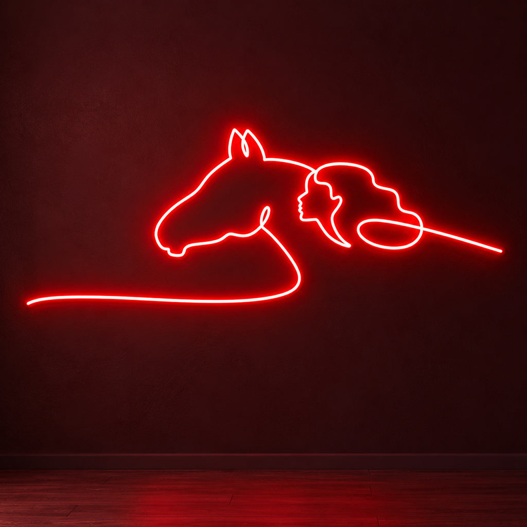 Woman and Horse Line Art LED Neon Sign — original product image 01