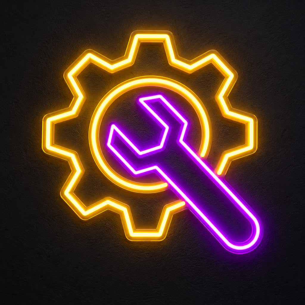 Wrench Cog Wheel LED Neon Sign — original product image 01