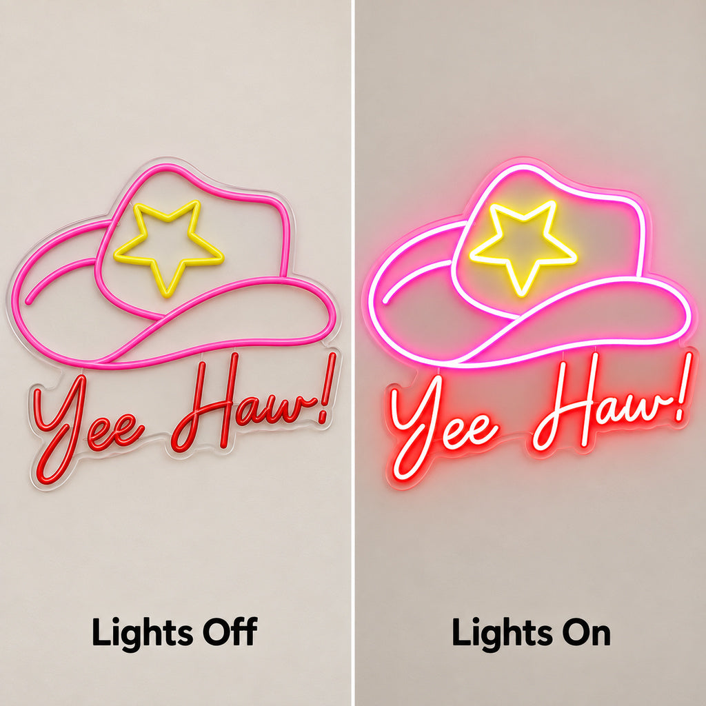 Yee Haw Cowboy Hat Star LED Neon Sign — original product image 05