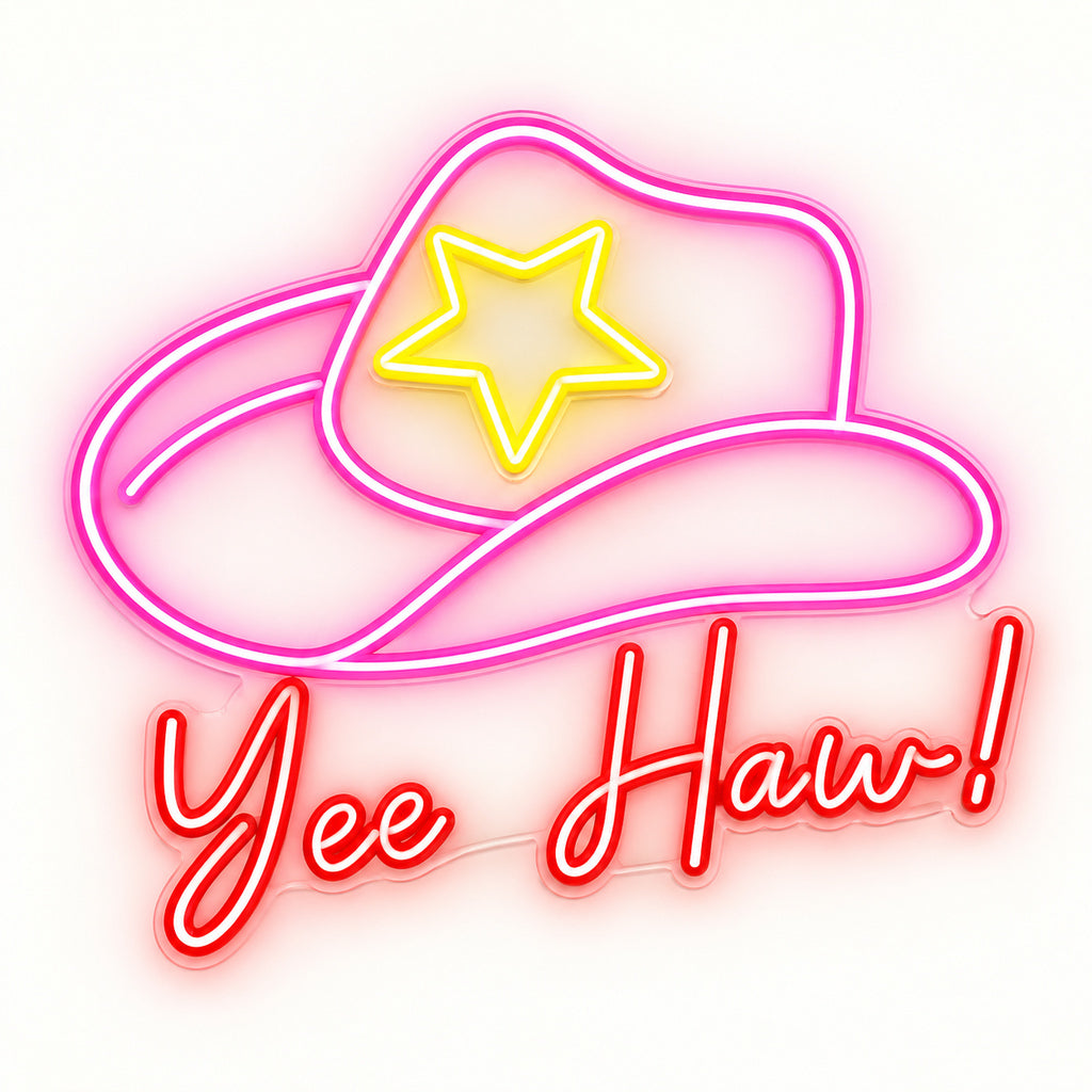 Yee Haw Cowboy Hat Star LED Neon Sign — original product image 06