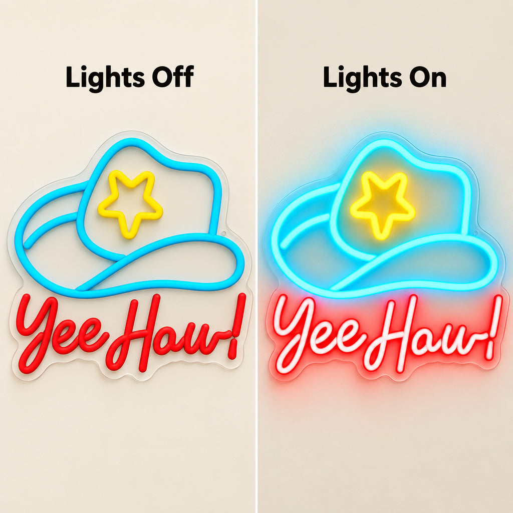 Yee Haw Star Cowboy Hat LED Neon Sign — original product image 05