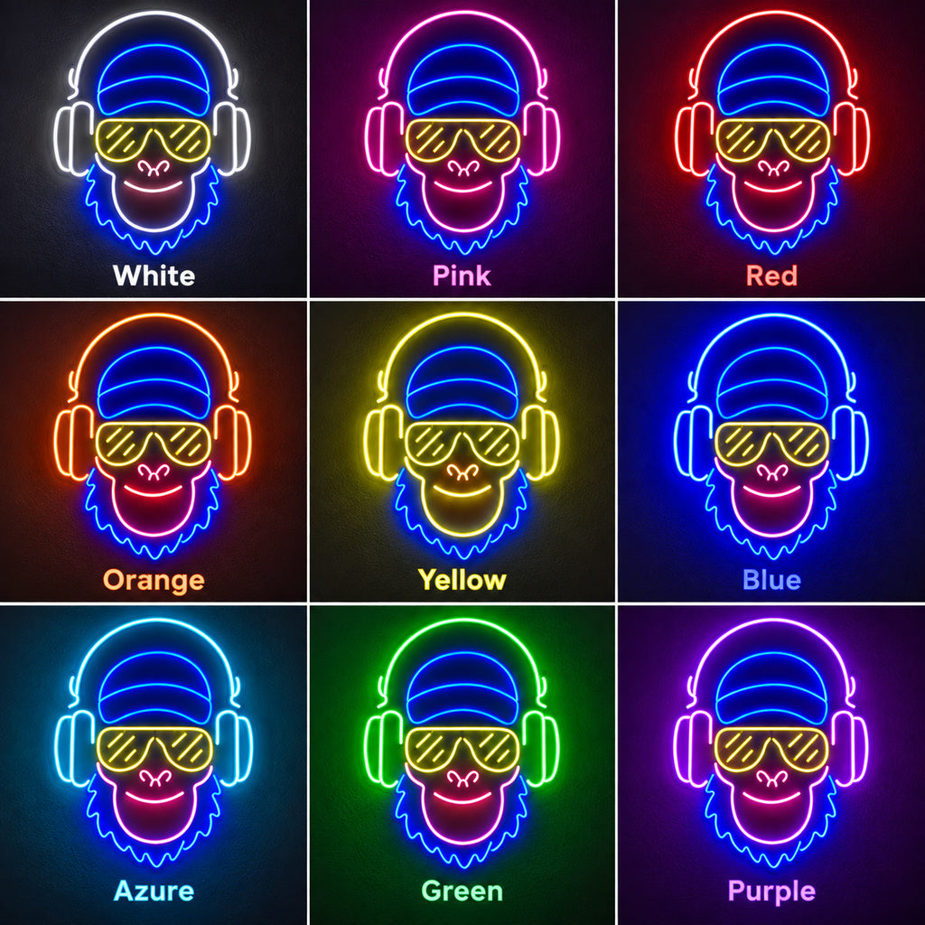 Music Monkey LED Neon Sign color grid