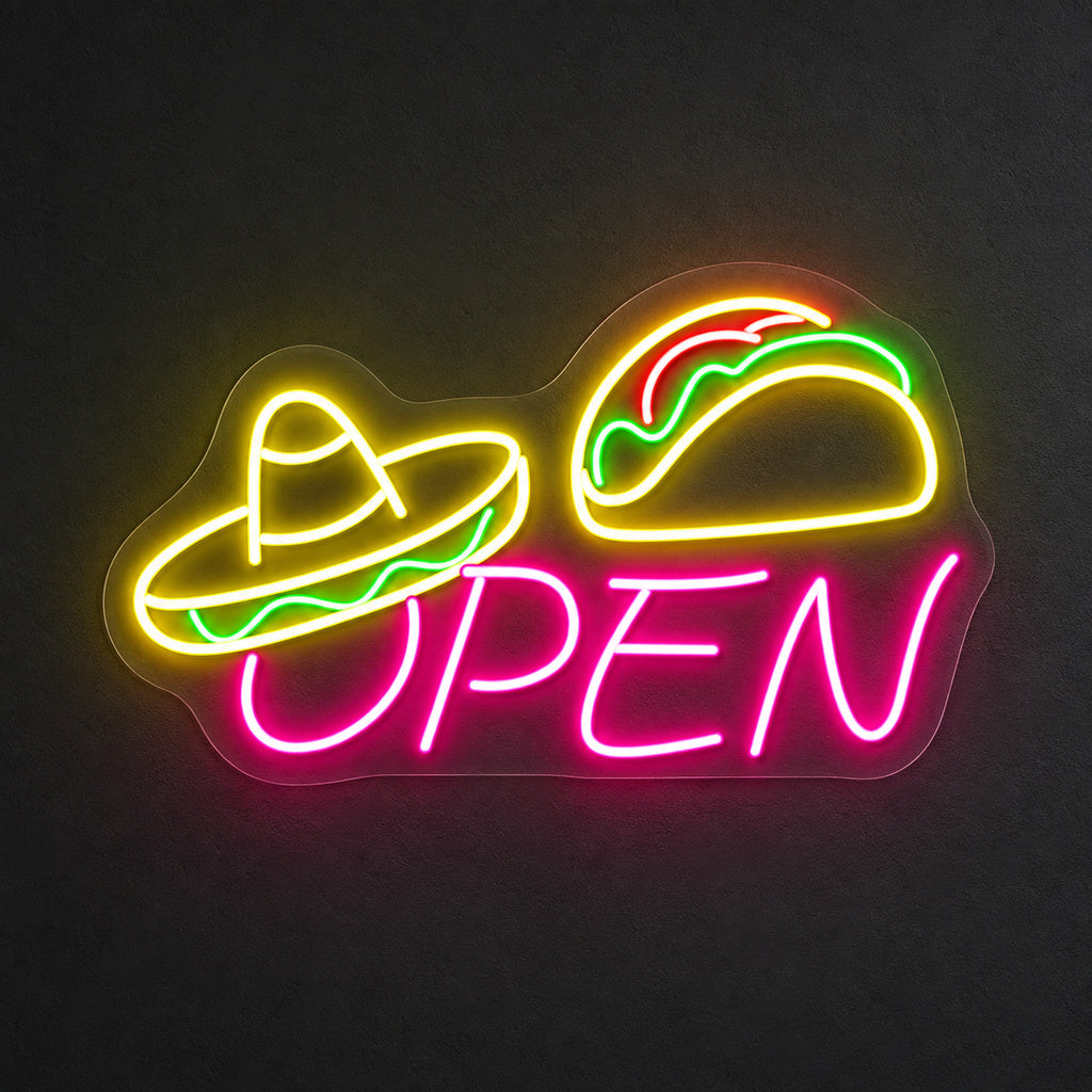 Taco Sombrero Open LED Neon Sign main product image