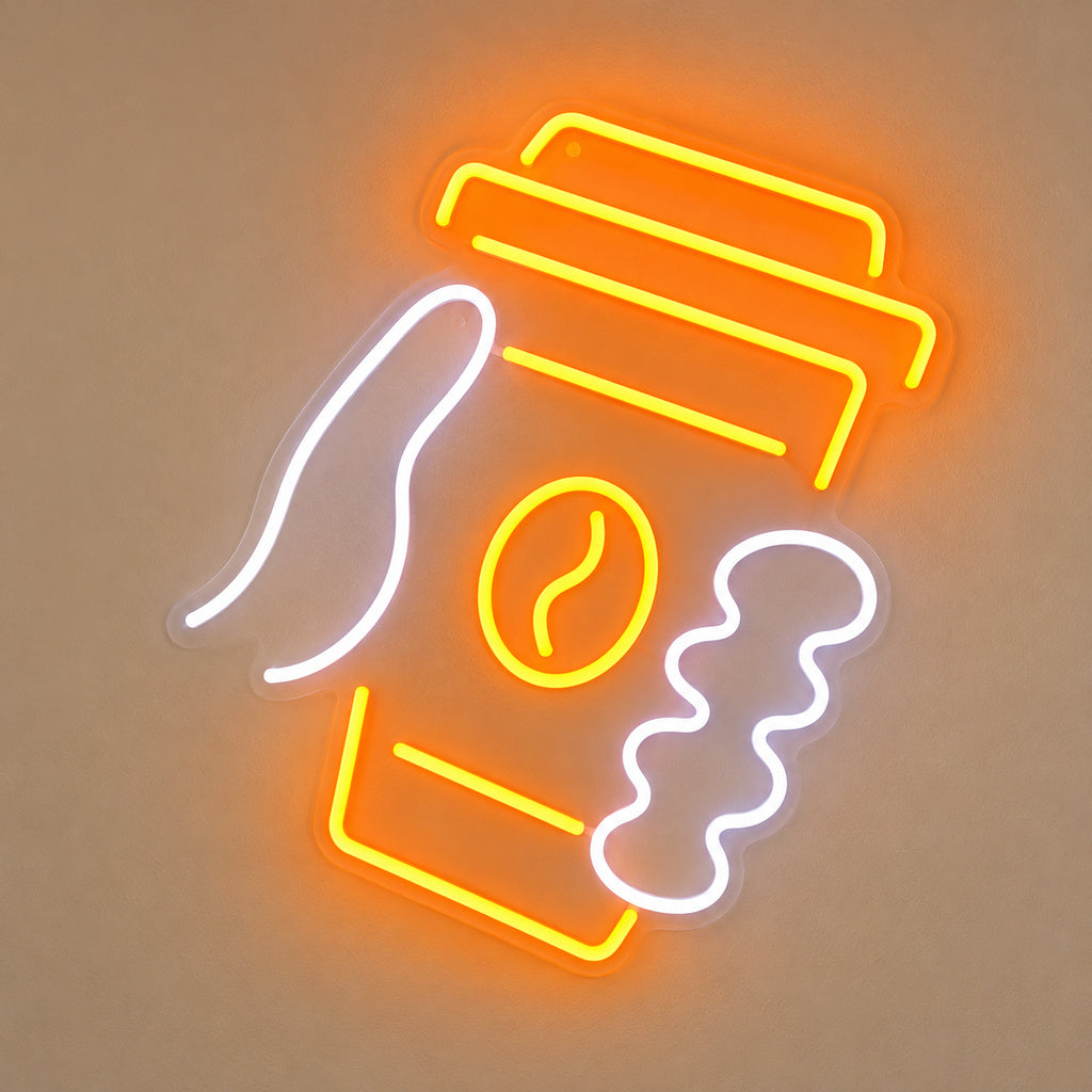 Takeaway Coffee Cup LED Neon Sign solid background