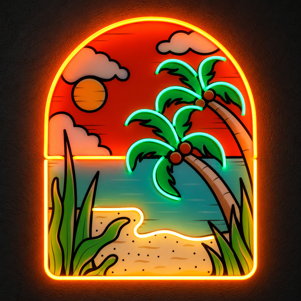Tropical Beach Sunset LED Neon Sign main product image