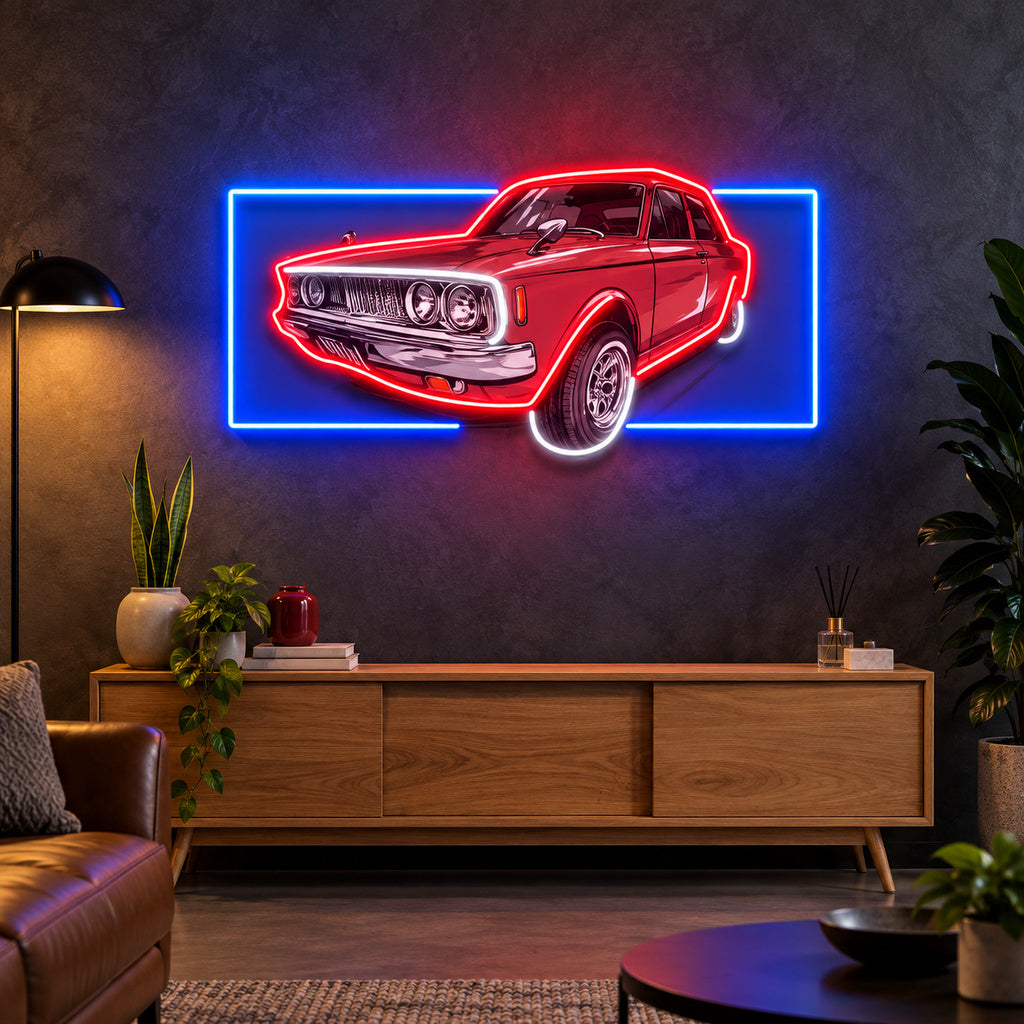 Vintage Red Muscle Car LED Neon Sign lifestyle scene