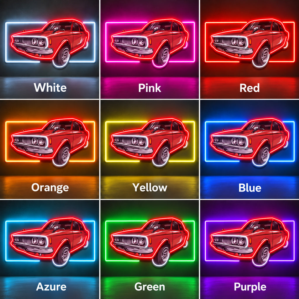 Vintage Red Muscle Car LED Neon Sign color grid