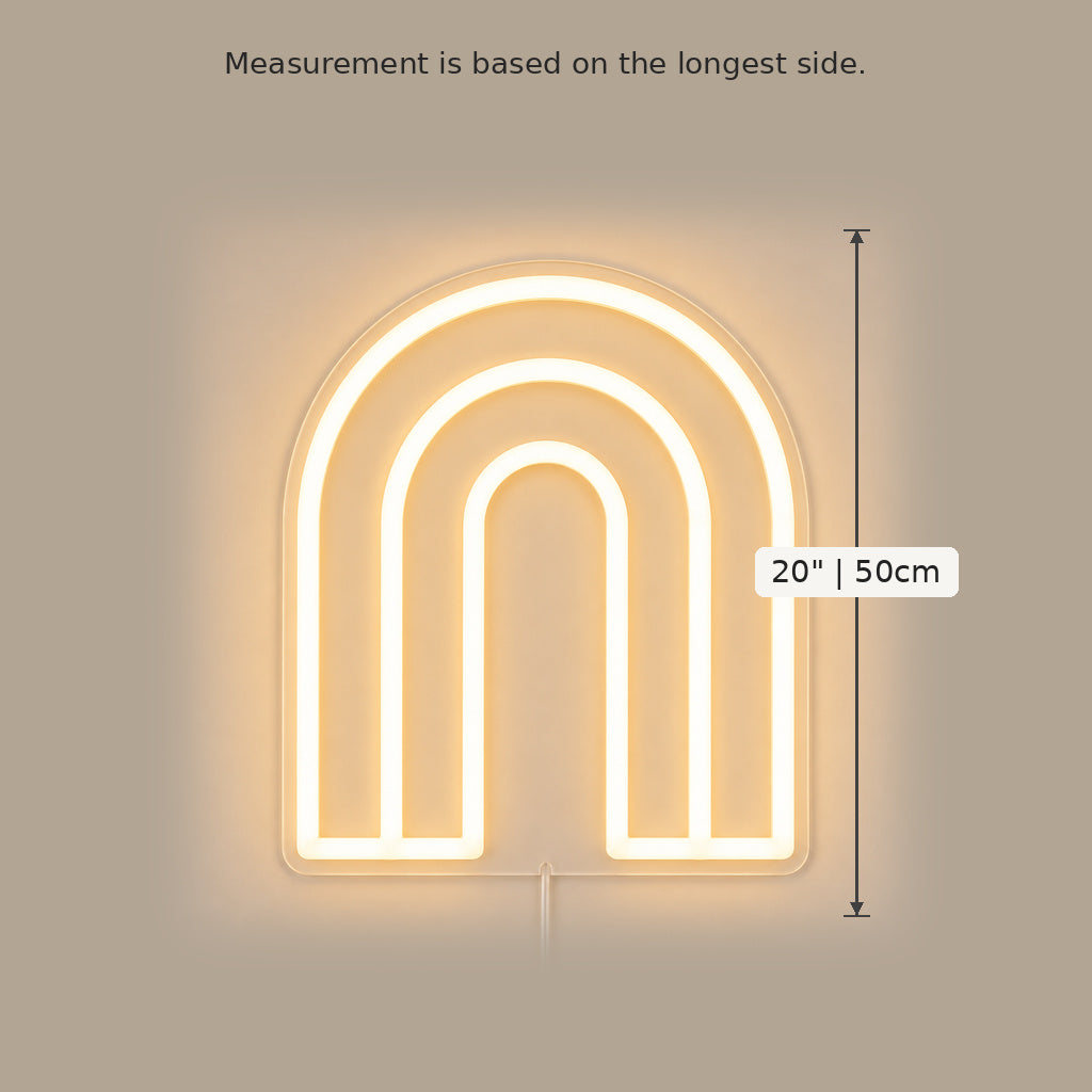 Warm White Triple Arch LED Neon Sign size guide