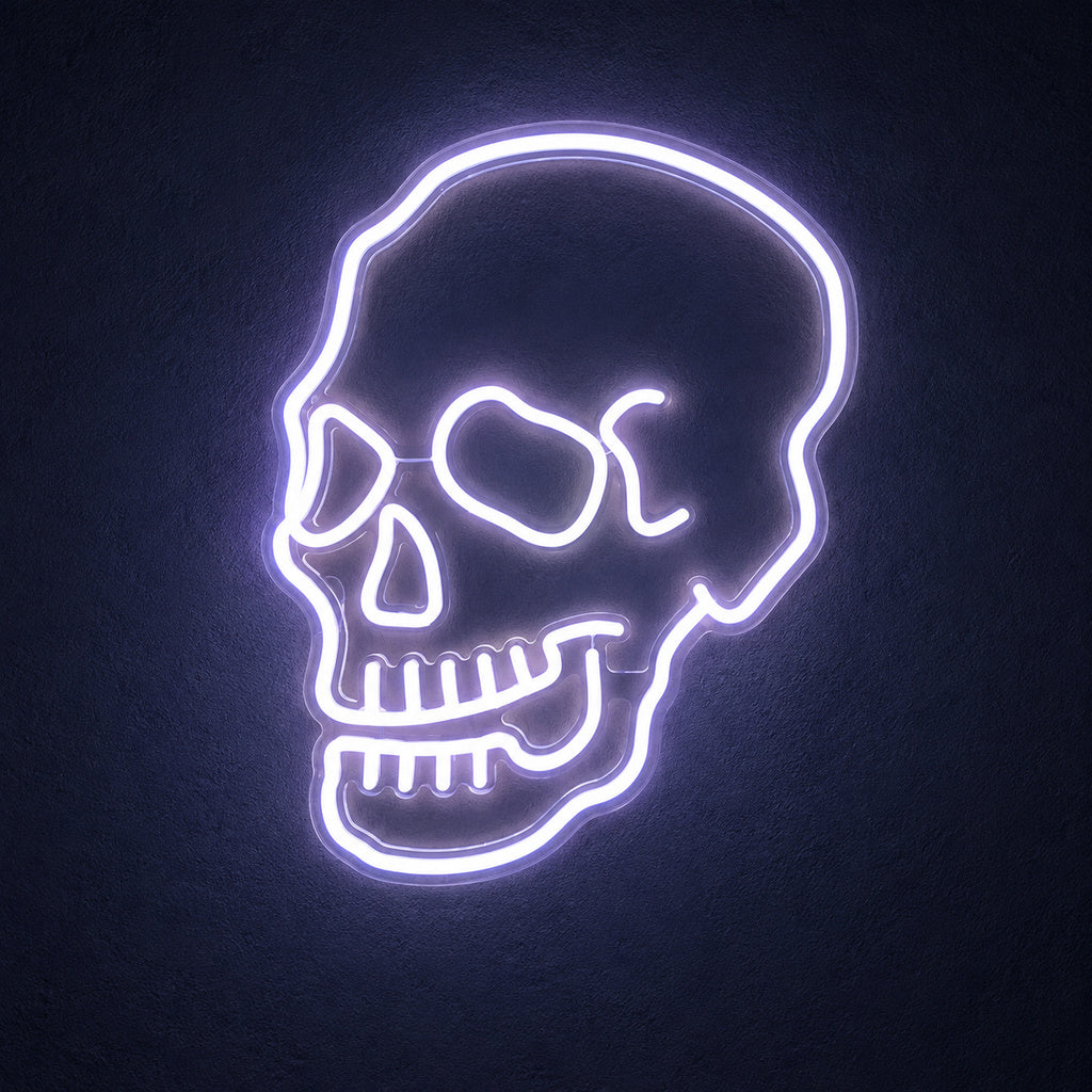 White Skull Outline LED Neon Sign main product image