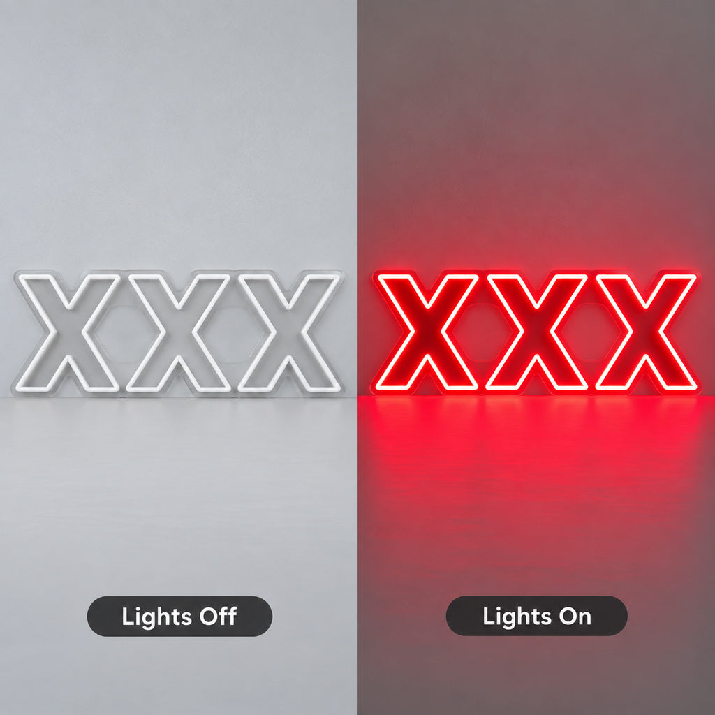 XXX Red LED Neon Sign lights off/on