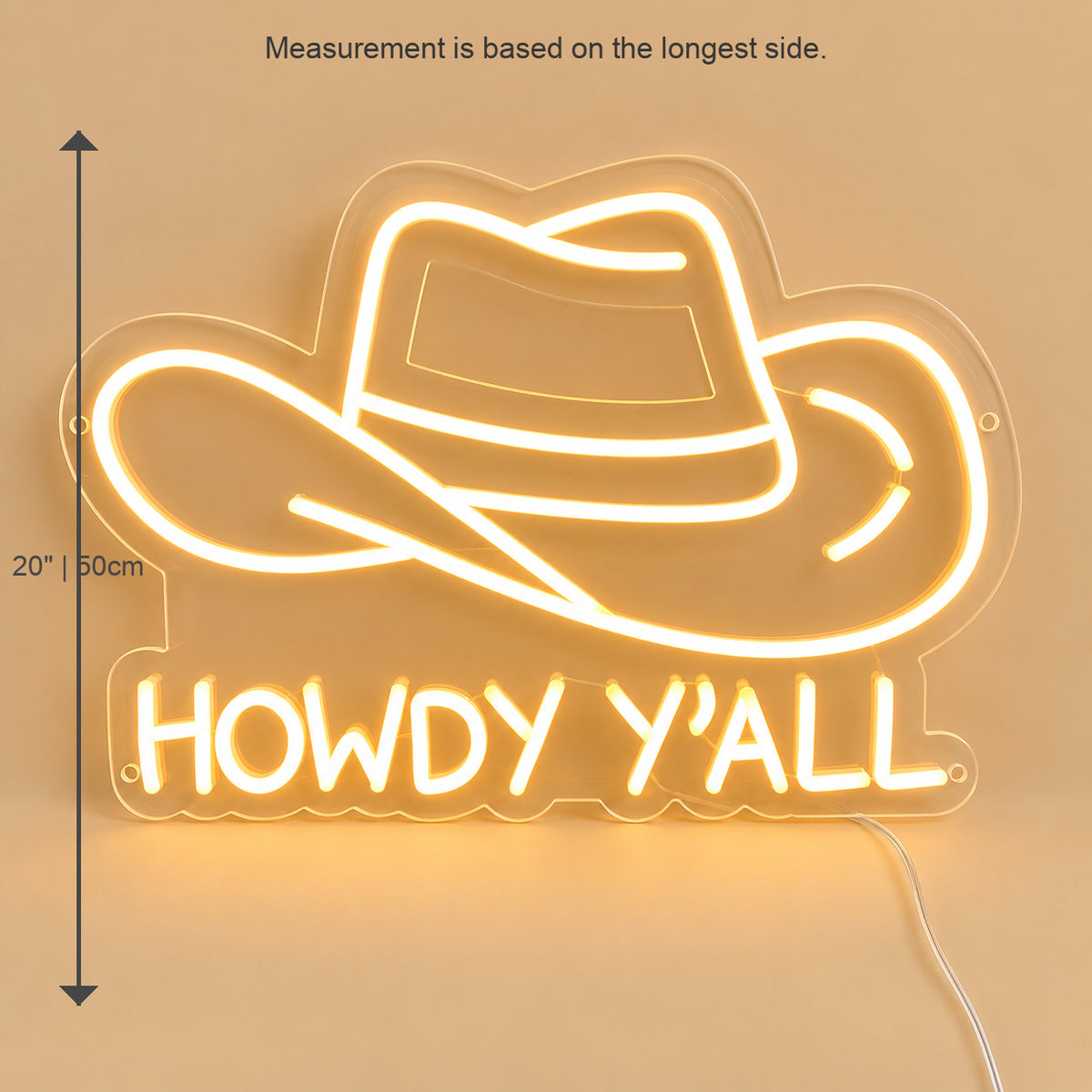 Howdy Yall Cowboy Hat LED Neon Sign image 05
