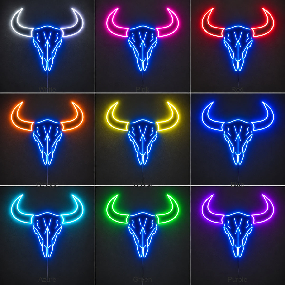 Large Longhorn Bull Skull LED Neon Sign image 04