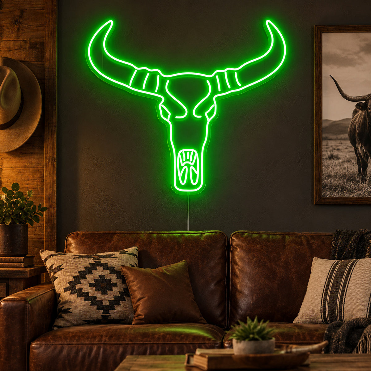 Longhorn Bull Skull Wall Decor LED Neon Sign image 01