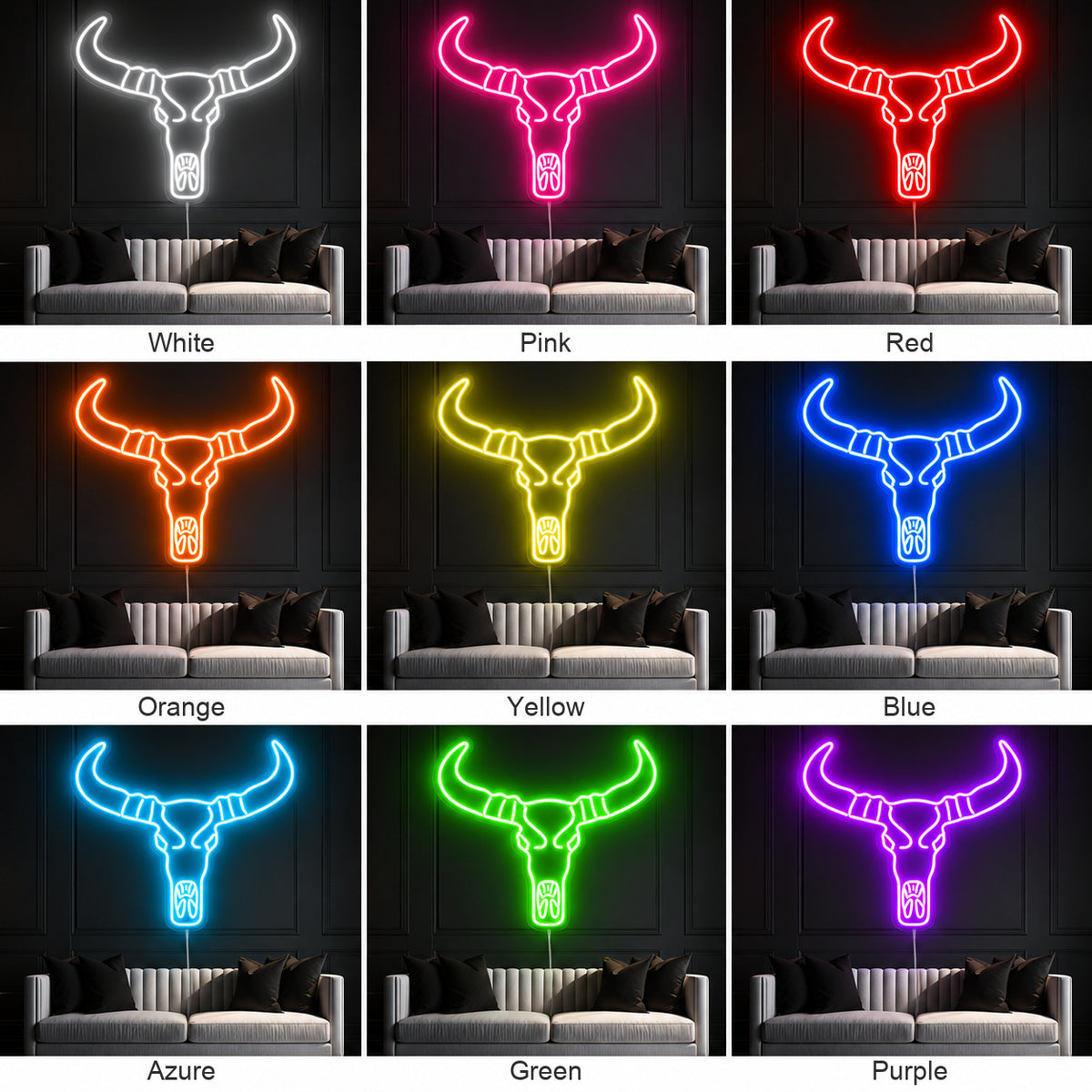 Longhorn Bull Skull Wall Decor LED Neon Sign image 04