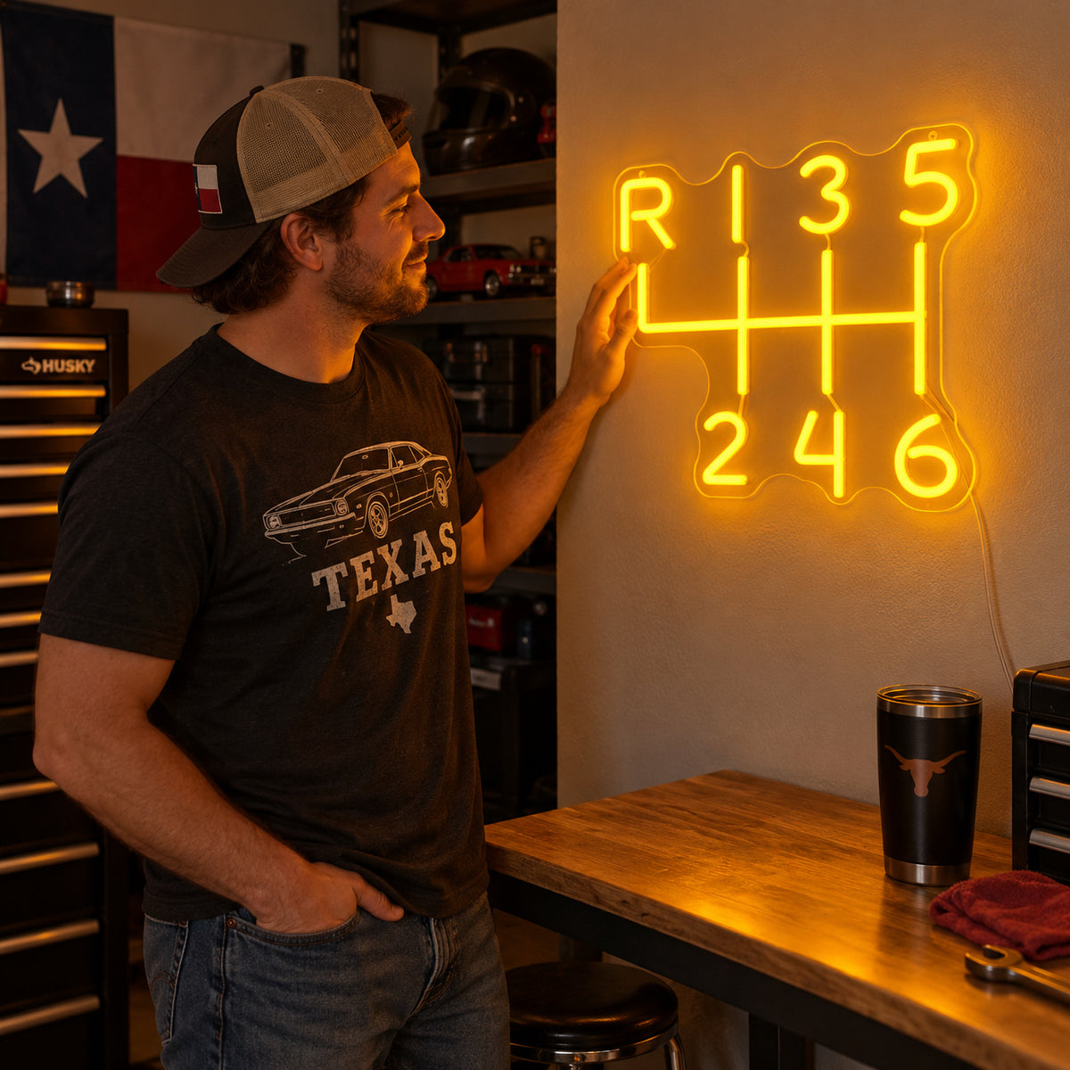 Manual Gearbox Shift Pattern LED Neon Sign image 02
